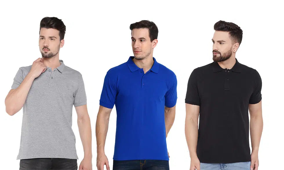 Men’s Premium Cotton Polo T-Shirt Combo – Pack of 3 | Stylish Everyday Wear